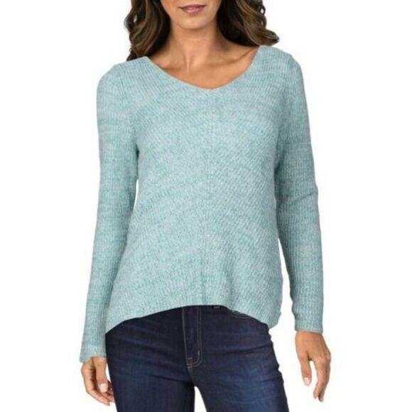 Style & Co Plus Size V-Neck Cotton Sweater Slate 0X - Picture 1 of 4